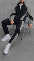 Premium Lined Two-Tone Nylon Jacket in Black-Green