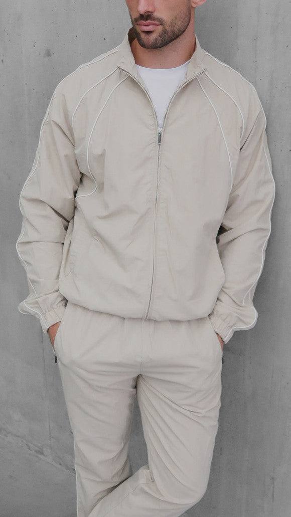 Premium Lined Nylon Jacket in Cream
