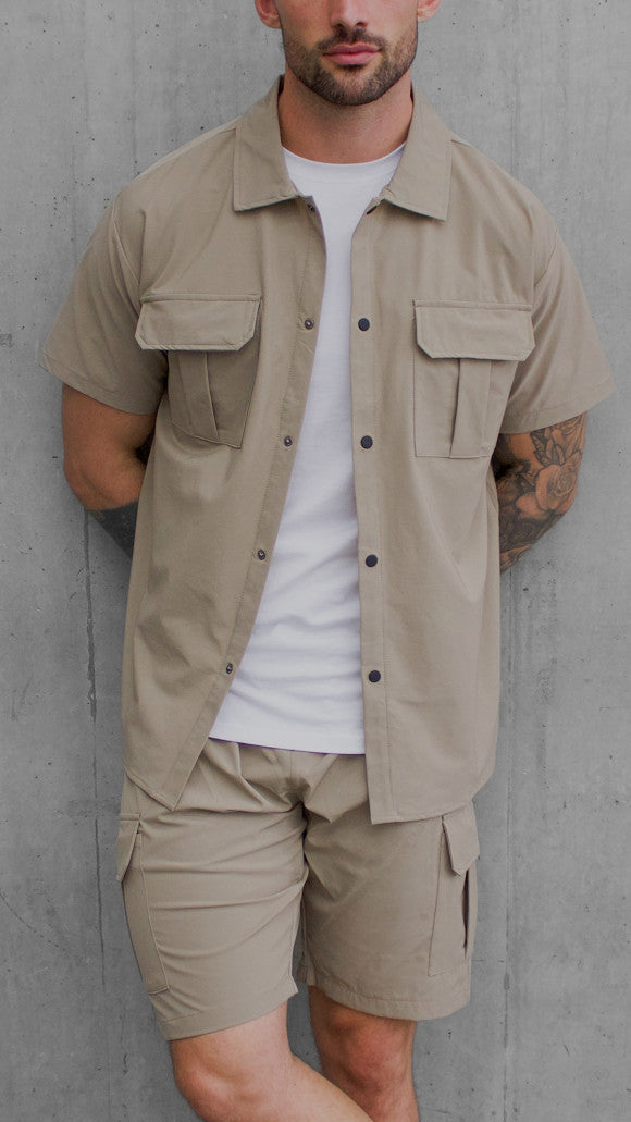 Cargo utility co-ord set in Beige