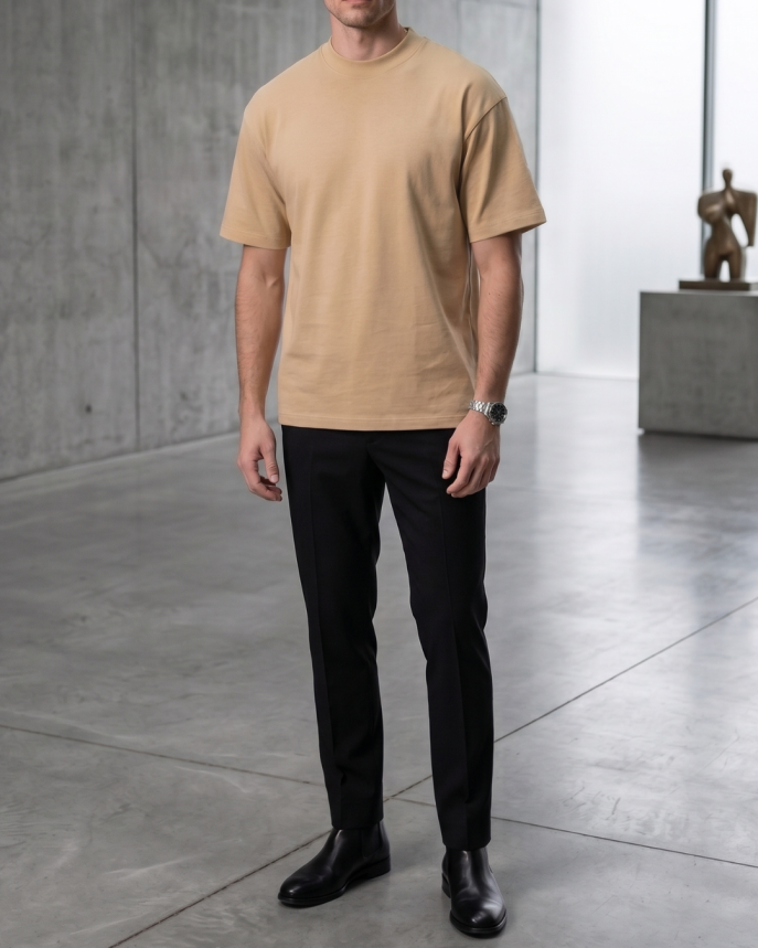 300GSM Heavy-Duty T-Shirt in Beige