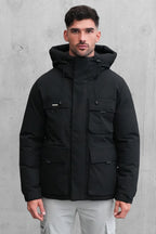 Padded Faux Down Jacket (Black)