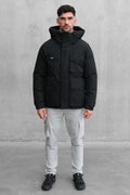 Padded Faux Down Jacket (Black)