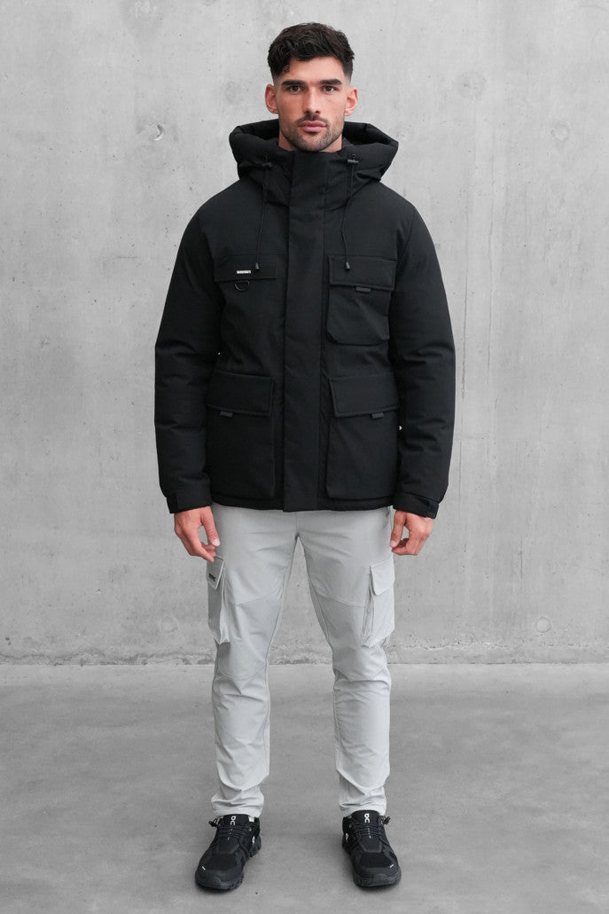 Padded Faux Down Jacket (Black)