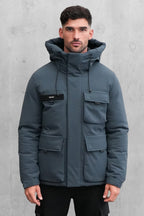 Padded Faux Down Jacket (Grey)