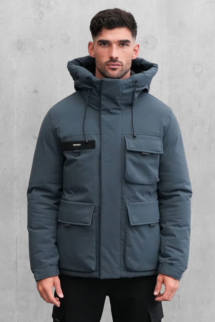 Padded Faux Down Jacket (Grey)