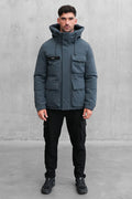 Padded Faux Down Jacket (Grey)