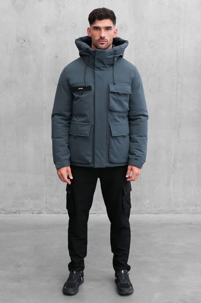 Padded Faux Down Jacket (Grey)