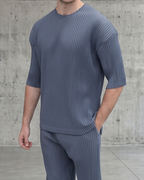 Pleated T-Shirt in Grey